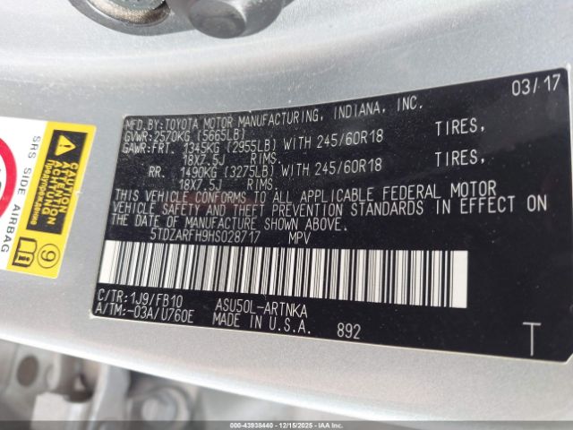 2017 TOYOTA HIGHLANDER 5TDZARFH9HS028717 Photo 8