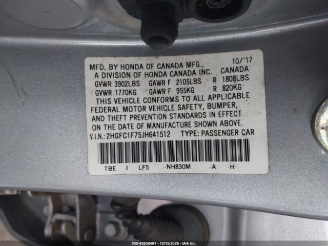 2018 HONDA CIVIC 2HGFC1F75JH641512 Photo 8