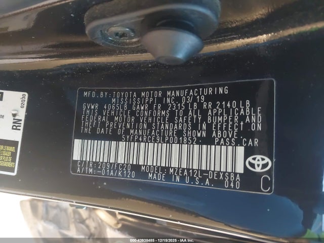 Toyota COROLLA SE 2020 5YFP4RCE9LP001852 Image 9