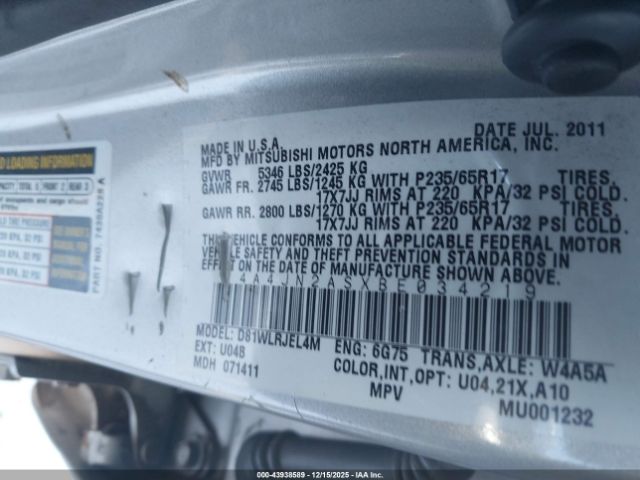 2011 MITSUBISHI ENDEAVOR 4A4JN2ASXBE034219 Photo 8