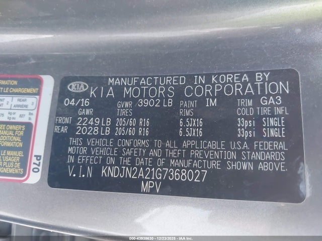 2016 KIA SOUL KNDJN2A21G7368027 Photo 8