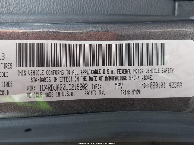 2020 DODGE DURANGO 1C4RDJAG0LC215202 Photo 8