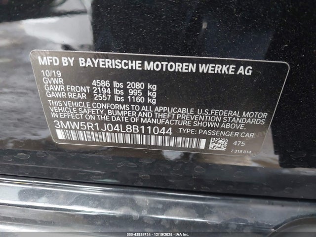 BMW 330I 2020 3MW5R1J04L8B11044 Image 9
