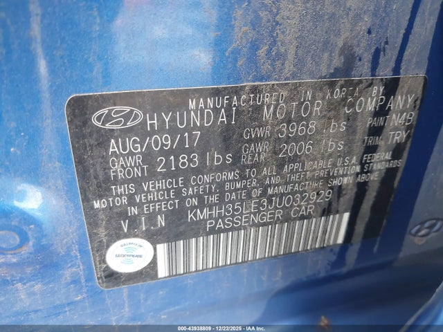 KMHH35LE3JU032929 Hyundai ELANTRA GT