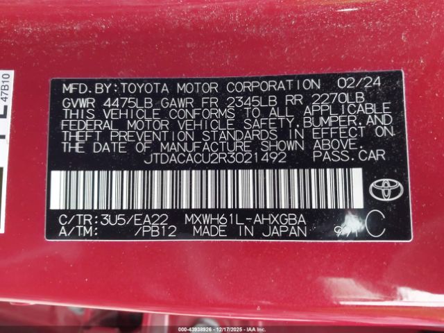 2024 TOYOTA PRIUS PRIME JTDACACU2R3021492 Photo 8