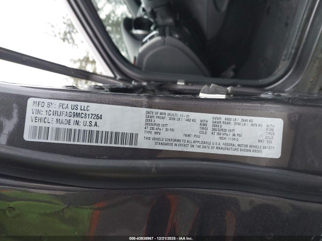 1C4RJFAG9MC817264 Jeep Grand Cherokee Laredo X 4x4