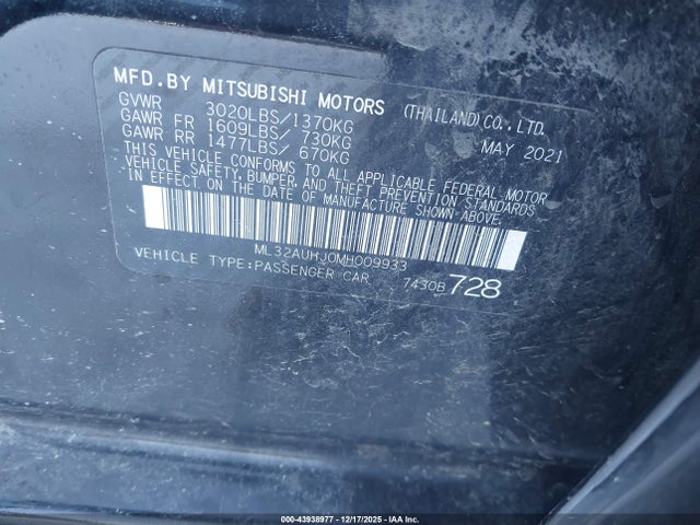 2021 MITSUBISHI MIRAGE ML32AUHJ0MH009933 Photo 8