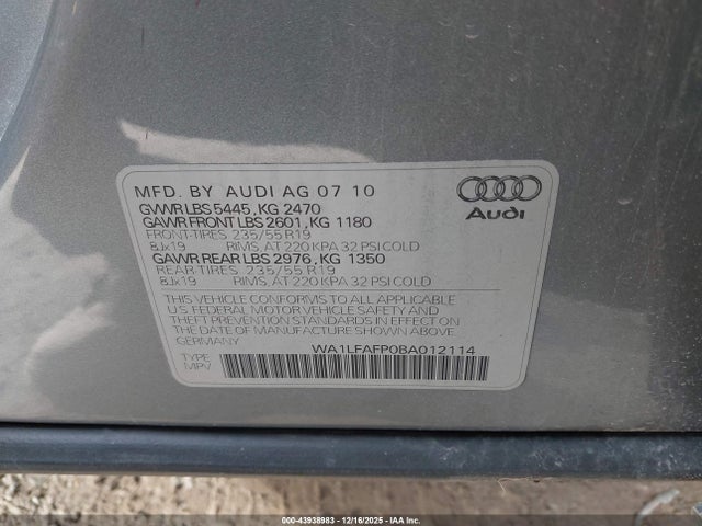 2011 AUDI Q5 WA1LFAFP0BA012114 Photo 8