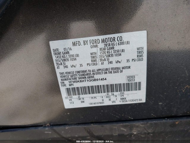 2016 FORD EXPLORER 1FM5K8HT1GGB91454 Photo 8