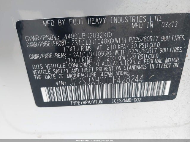 JF2SJAHC1EH428244 Subaru Forester 2.5i Limited