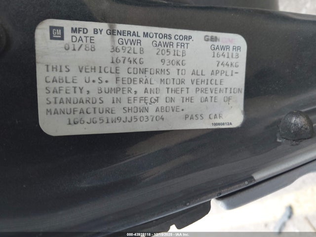 1988 CADILLAC CIMARRON 1G6JG51W9JJ503704 Photo 8