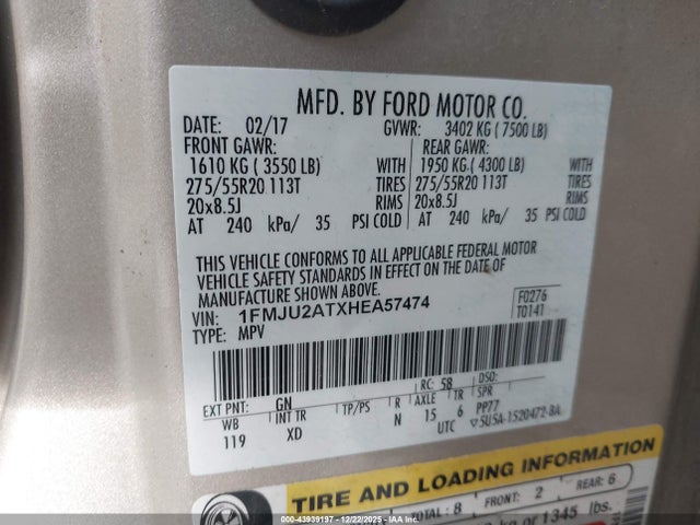 1FMJU2ATXHEA57474 Ford Expedition Limited