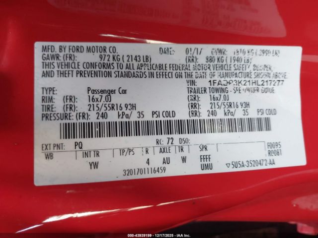 2017 FORD FOCUS 1FADP3K21HL217277 Photo 8