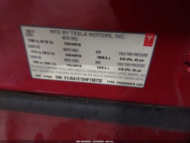 2017 TESLA MODEL S 5YJSA1E15HF198732 Photo 8