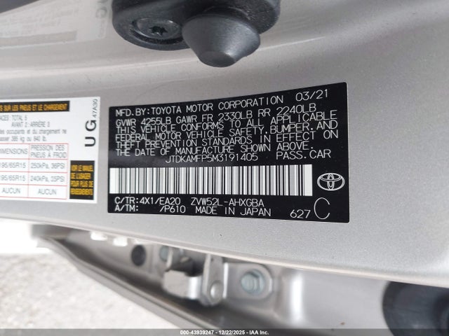 JTDKAMFP5M3191405 Toyota Prius Prime Xle