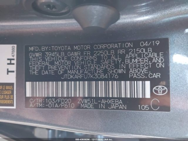 2019 TOYOTA PRIUS JTDKARFU7K3084176 Photo 8