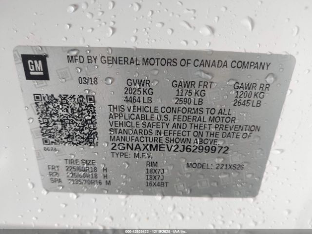 2018 CHEVROLET EQUINOX 2GNAXMEV2J6299972 Photo 8