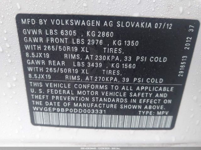 2013 VOLKSWAGEN TOUAREG WVGEP9BP0DD003331 Photo 8