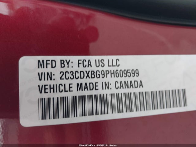 2C3CDXBG9PH609599 Dodge Charger Sxt