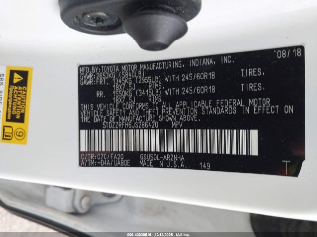 2018 TOYOTA HIGHLANDER 5TDZZRFH6JS286420 Photo 8