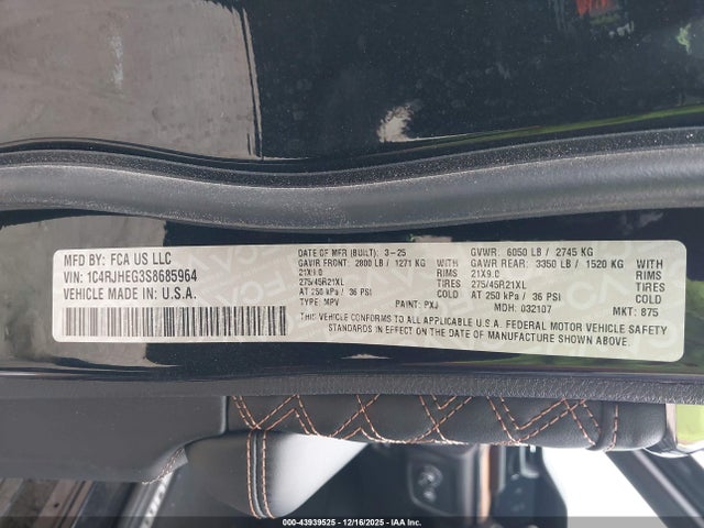 1C4RJHEG3S8685964 Jeep Grand Cherokee Summit Reserve 4x4