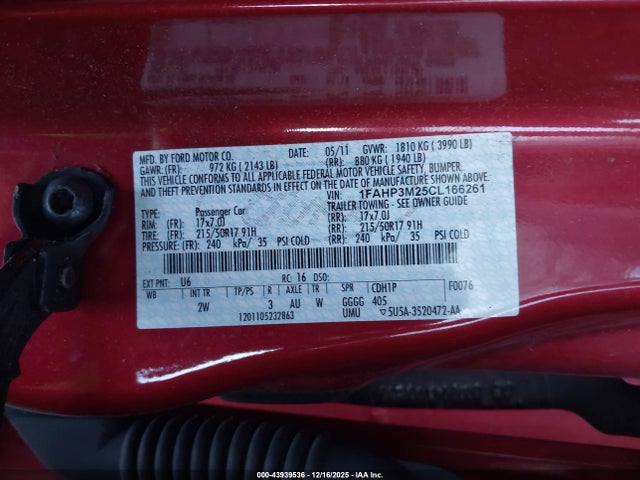 2012 FORD FOCUS 1FAHP3M25CL166261 Photo 8