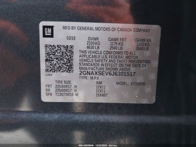 2018 CHEVROLET EQUINOX 2GNAXSEV6J6301517 Photo 8