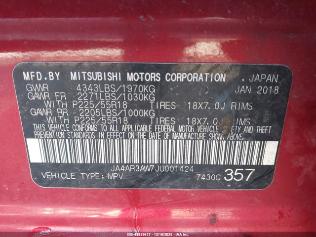 2018 MITSUBISHI OUTLANDER SPORT JA4AR3AW7JU001424 Photo 8