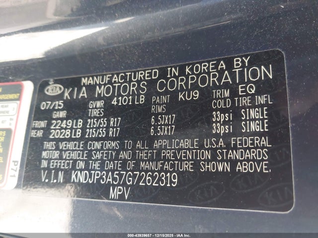 KIA SOUL + 2016 KNDJP3A57G7262319 Image 9