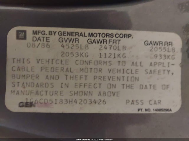 1987 CADILLAC DEVILLE 1G6CD5183H4203426 Photo 8