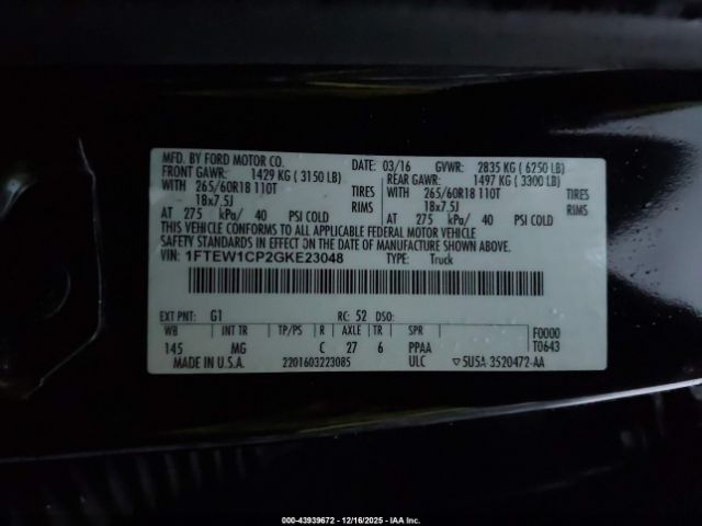 2016 FORD F-150 1FTEW1CP2GKE23048 Photo 8