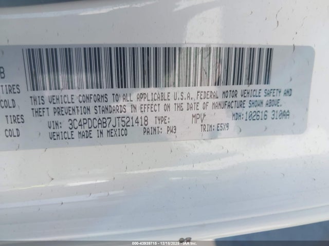 3C4PDCAB7JT521418 Dodge JOURNEY SE
