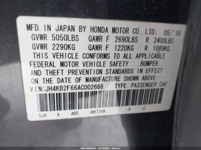 2010 ACURA RL JH4KB2F66AC002666 Photo 8