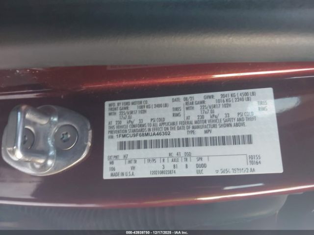 2021 FORD ESCAPE 1FMCU9F68MUA46302 Photo 8