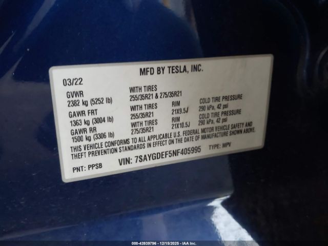 2022 TESLA MODEL Y 7SAYGDEF5NF405995 Photo 8