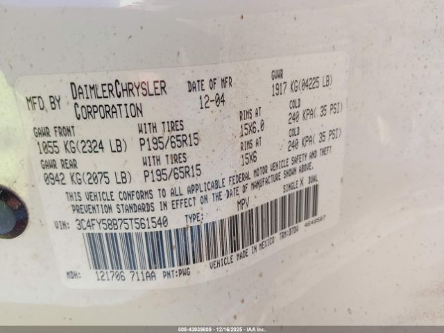 2005 CHRYSLER PT CRUISER 3C4FY58B75T561540 Photo 8