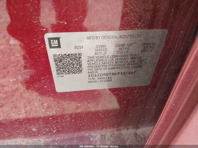 1G1ZD5ST8KF157297 Chevrolet MALIBU LT