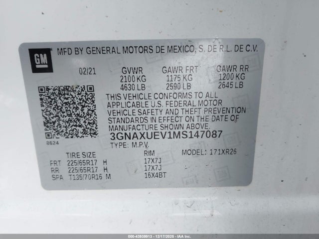 Chevrolet Equinox Awd Lt 2021 3GNAXUEV1MS147087 Image 9