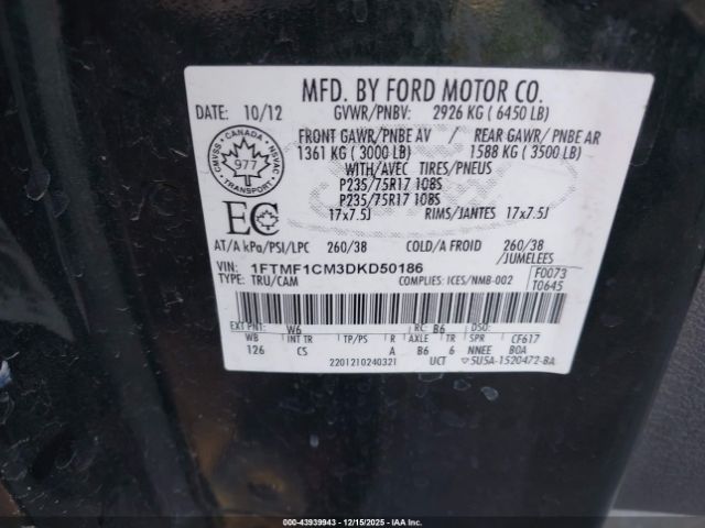 2013 FORD F-150 1FTMF1CM3DKD50186 Photo 8