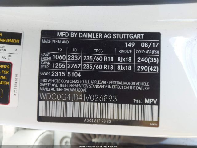 2018 MERCEDES-BENZ GLC 300 WDC0G4JB4JV026893 Photo 8