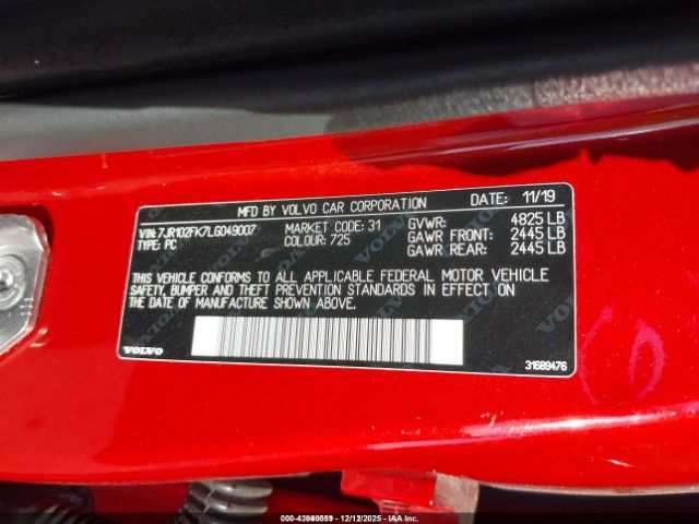 2020 VOLVO S60 7JR102FK7LG049007 Photo 8