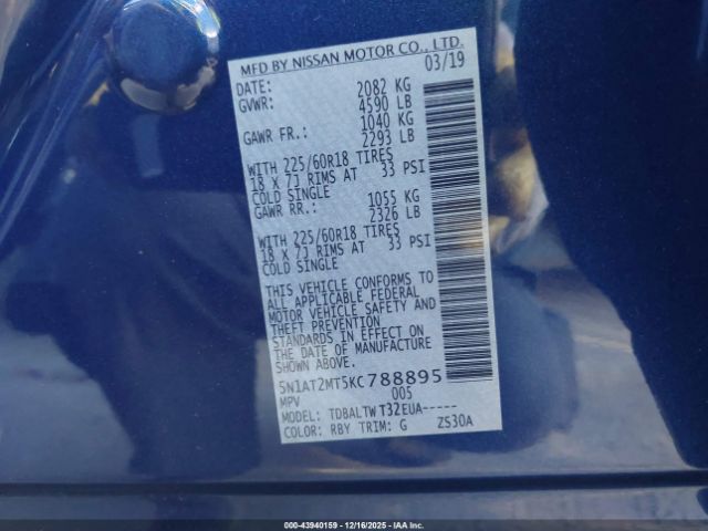 2019 NISSAN ROGUE 5N1AT2MT5KC788895 Photo 8