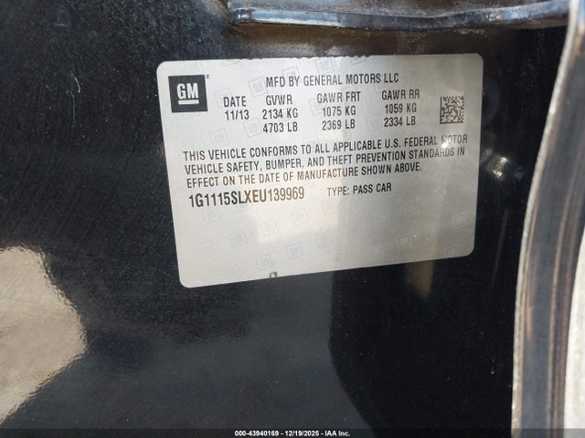 Продаж на аукціоні авто 2014 Chevrolet Impala 1lt, vin: 1G1115SLXEU139969, номер лоту: 43940169