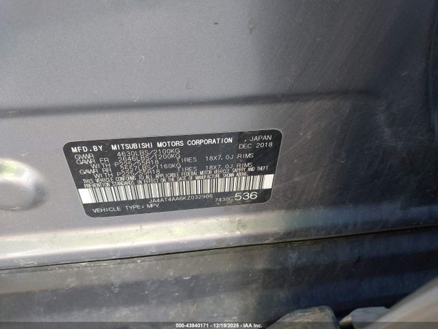 2019 MITSUBISHI ECLIPSE CROSS JA4AT4AA6KZ032986 Photo 8