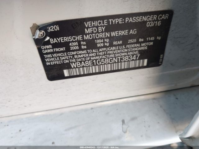 2016 BMW 320I WBA8E1G58GNT38347 Photo 8