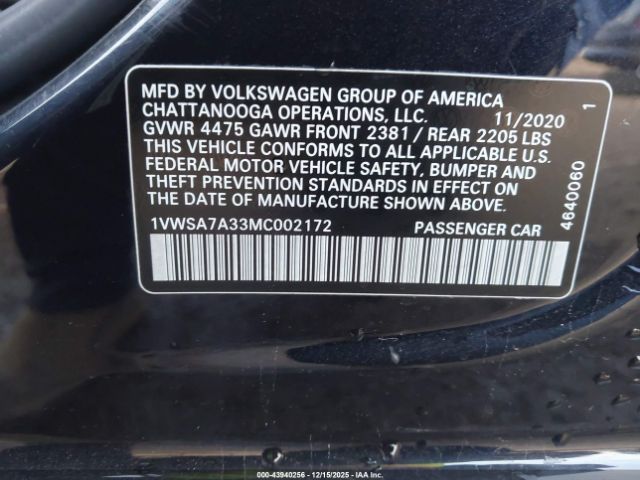 2021 VOLKSWAGEN PASSAT 1VWSA7A33MC002172 Photo 8