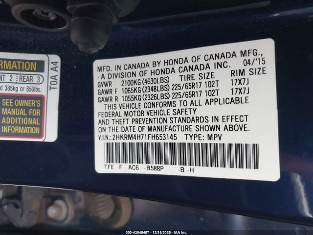 Honda CR-V 2015 2HKRM4H71FH653145 Image 21