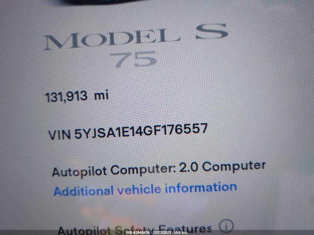 2016 TESLA MODEL S 5YJSA1E14GF176557 Photo 6