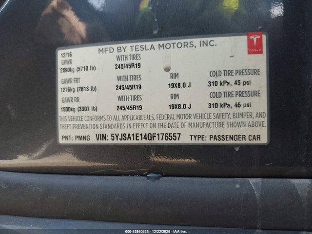 2016 TESLA MODEL S 5YJSA1E14GF176557 Photo 8