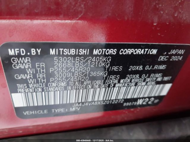 2025 MITSUBISHI OUTLANDER JA4J4VA8XSZ012272 Photo 8